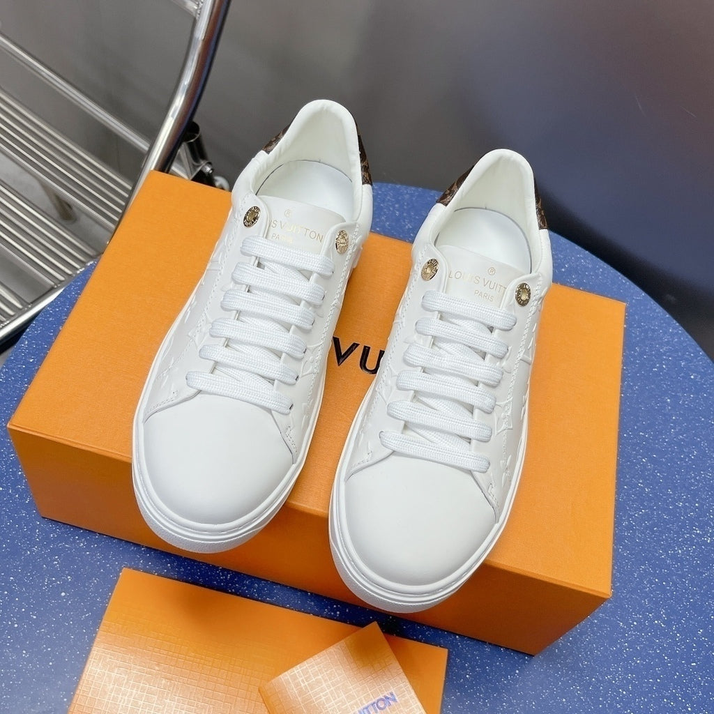 Lv Time Out Debossed Monogram Leather White.