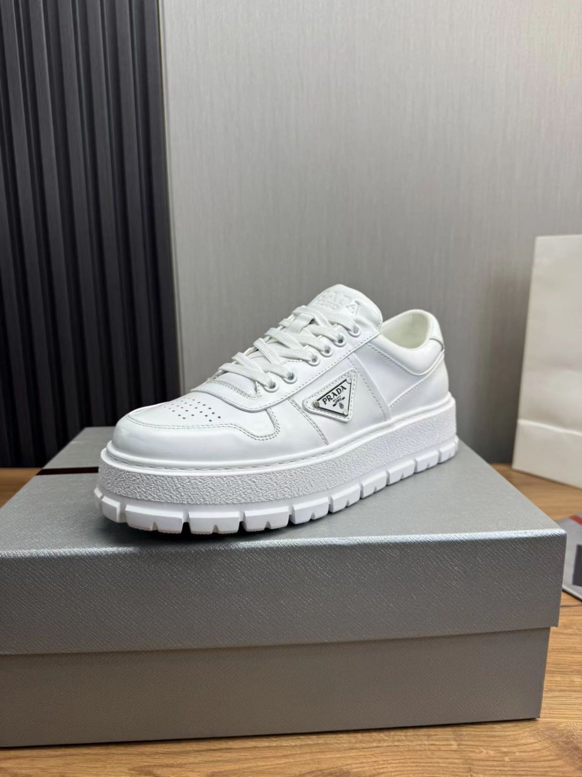 Prada Leather Sneaker White.