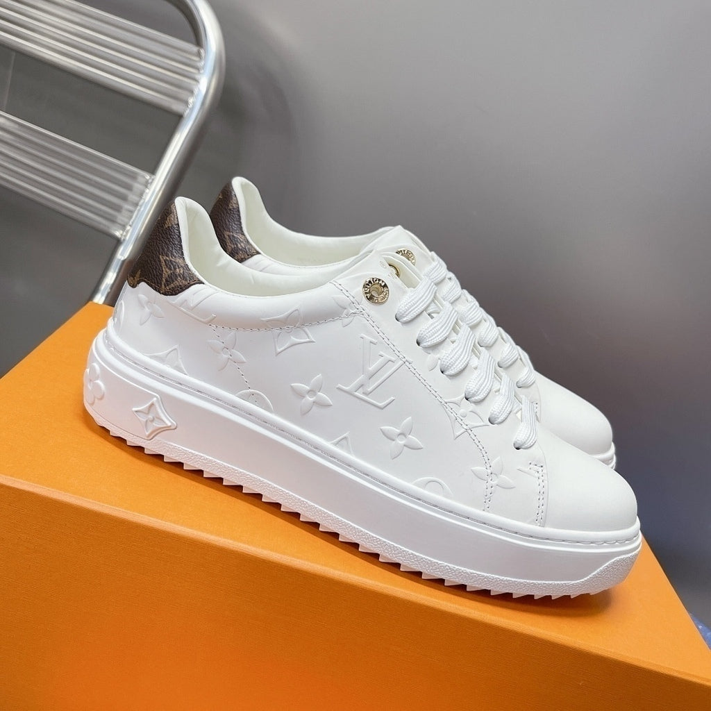 Lv Time Out Debossed Monogram Leather White.
