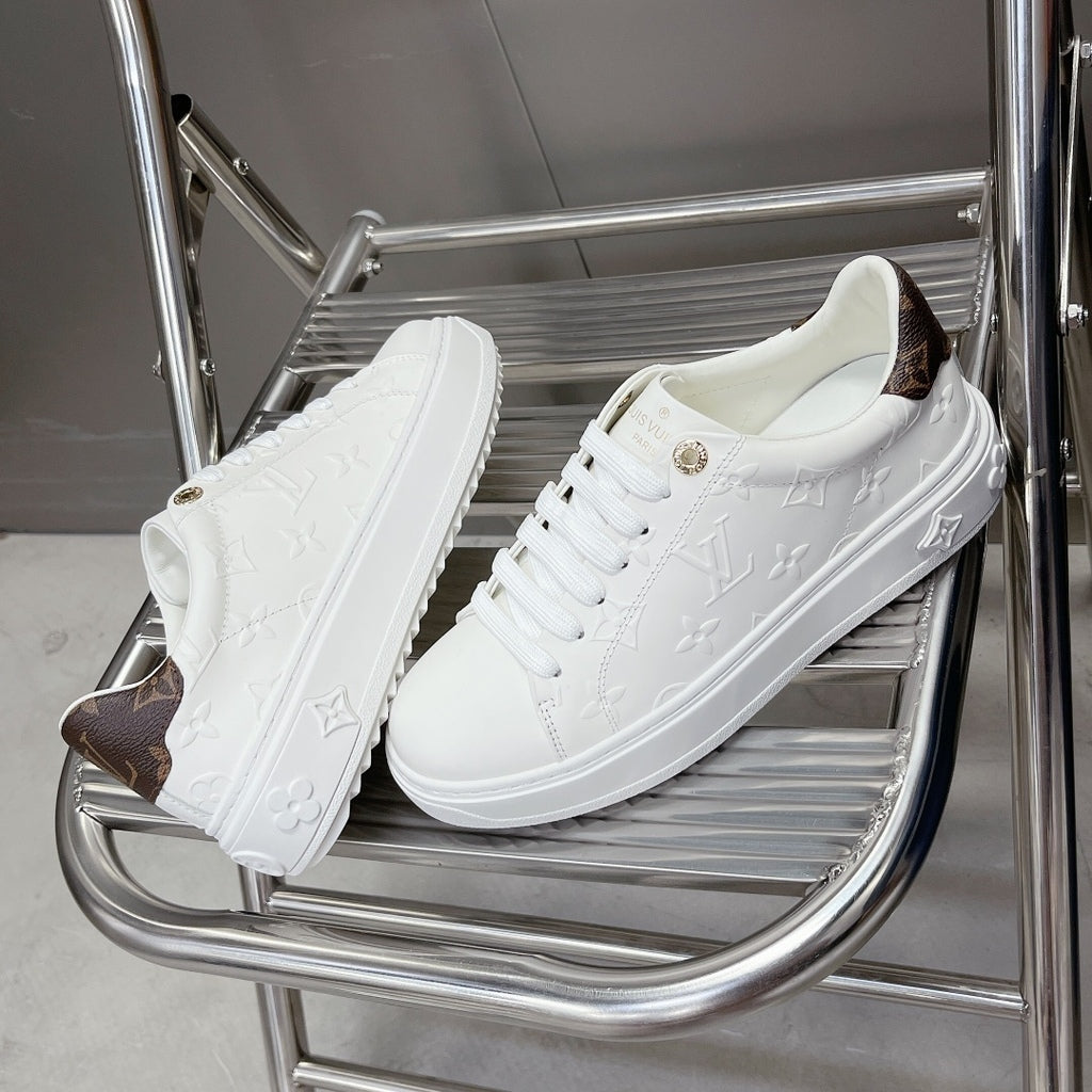 Lv Time Out Debossed Monogram Leather White.