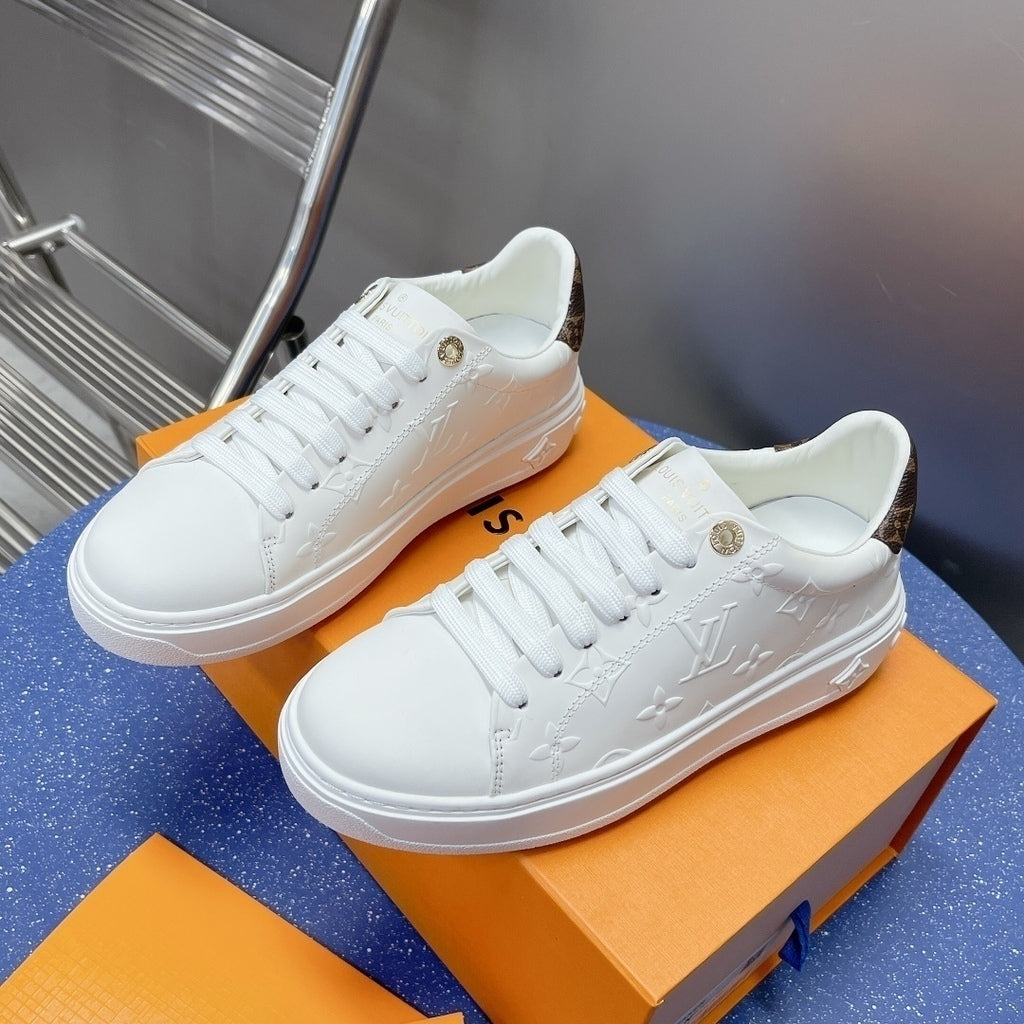 Lv Time Out Debossed Monogram Leather White.
